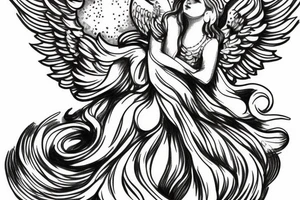 Guardian angel with crown tattoo idea