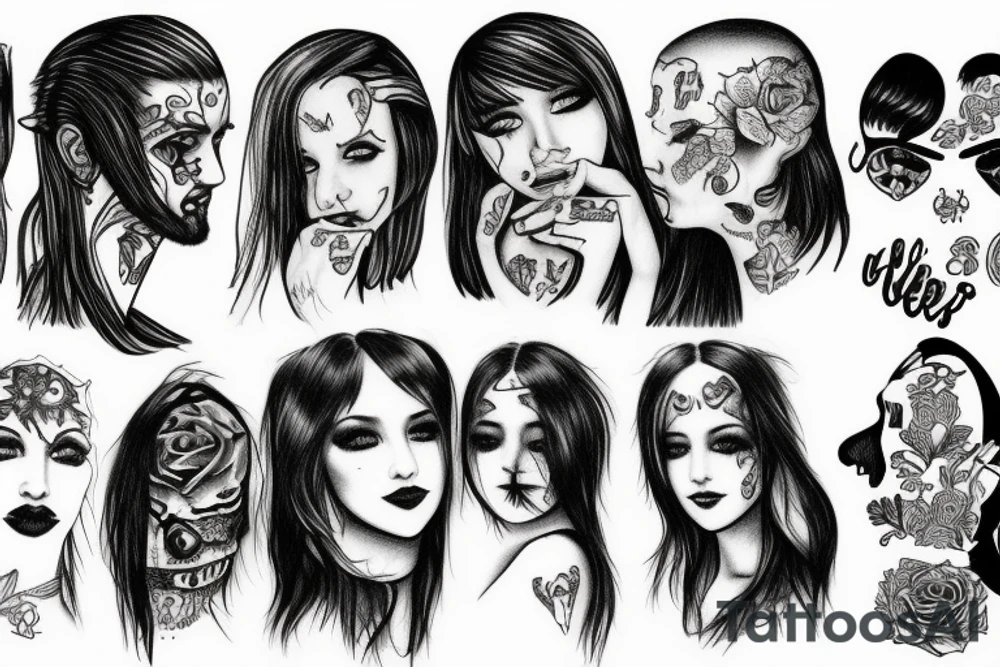 some lil peep vibe tattoos according to death, love, sadness tattoo idea