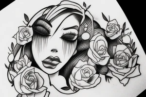 a drawn girl in lingerie on the moon tattoo idea