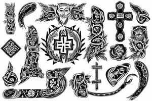 Cross, something about family. Aramean heritage and intellingence tattoo idea
