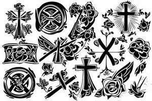 Cross, family and intellingence tattoo idea