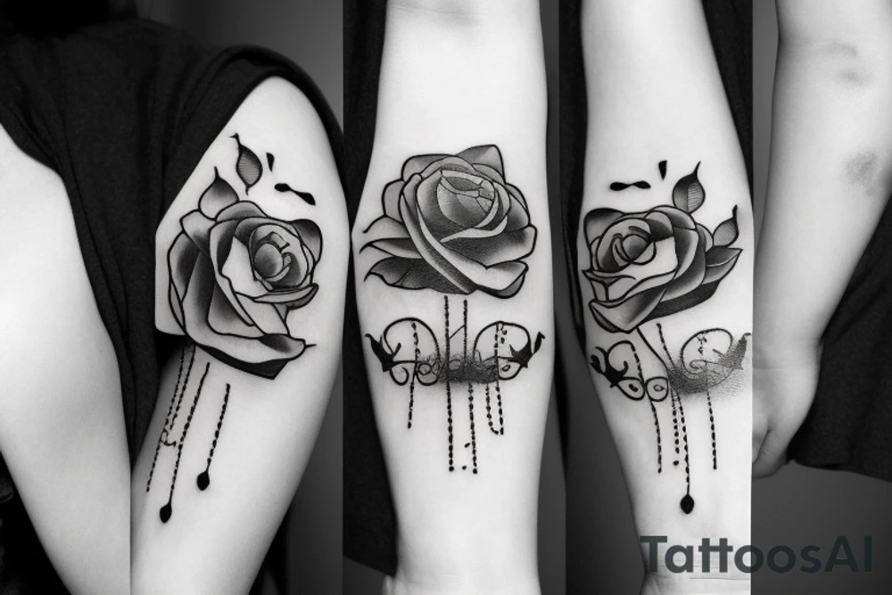 bloody rose, depressed, all alone, lost at sea tattoo idea