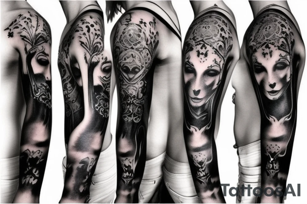 Dark gothic sleeve tattoo idea
