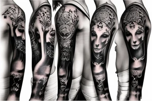 Dark gothic sleeve tattoo idea