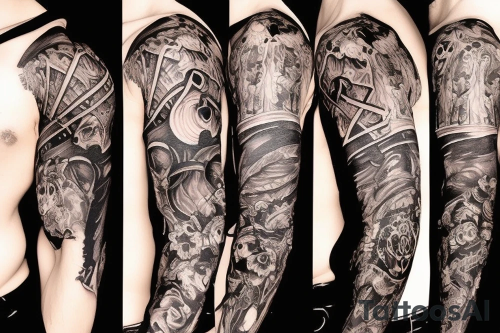 Dark gothic sleeve tattoo idea