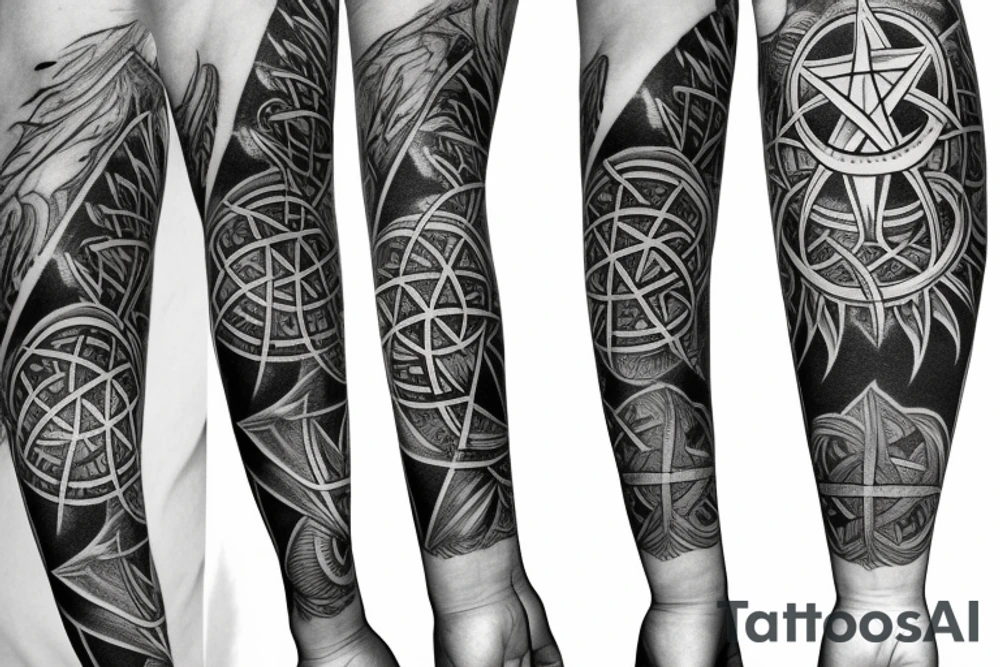 Occult sleeve with pentagram tattoo idea