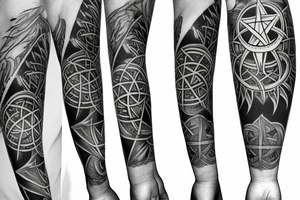 Occult sleeve with pentagram tattoo idea