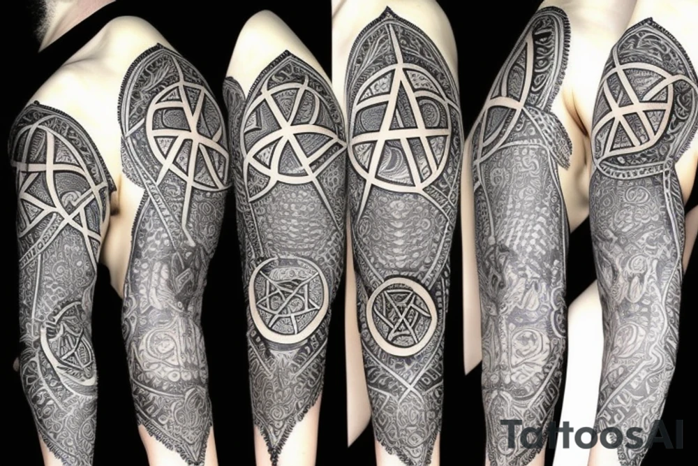 Occult sleeve with pentagram tattoo idea