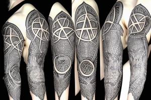 Occult sleeve with pentagram tattoo idea