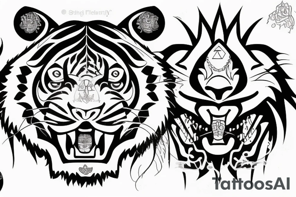 Tiger head with chakra tattoo idea