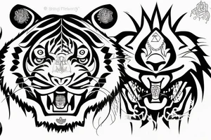 Tiger head with chakra tattoo idea