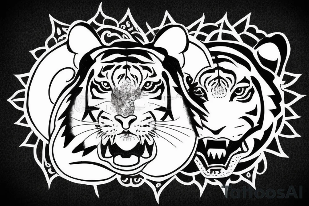 Tiger head with chakra tattoo idea