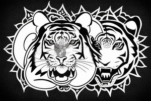 Tiger head with chakra tattoo idea