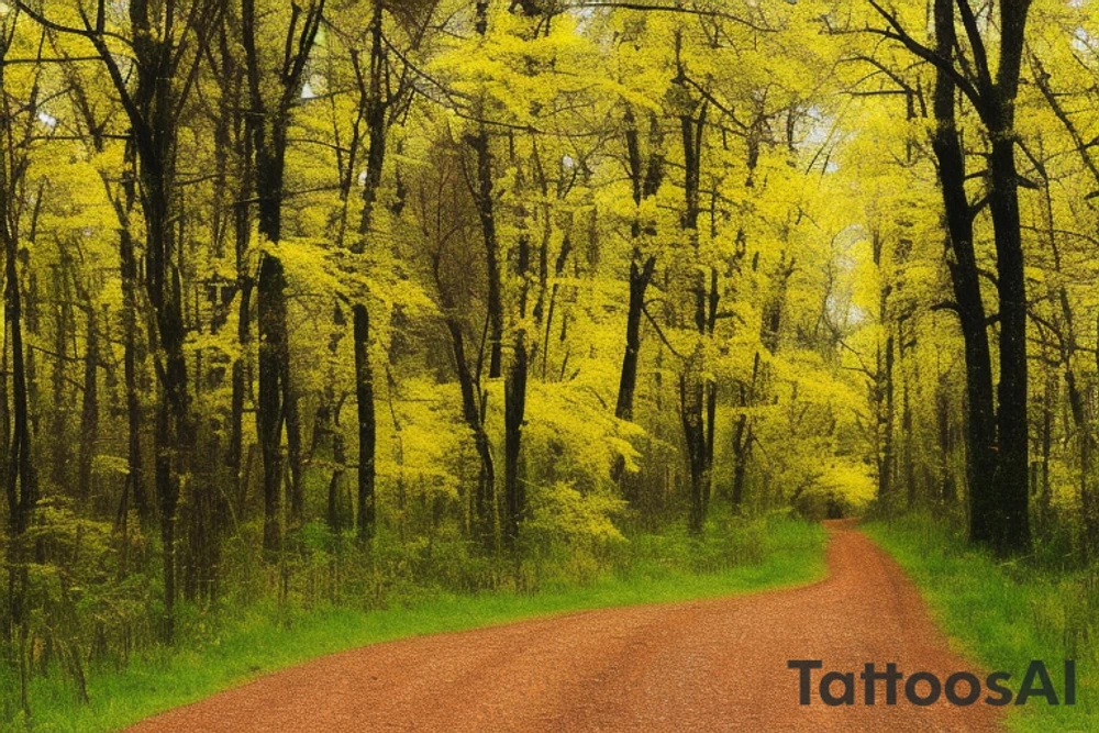 Two roads diverged in a yellow wood,
And sorry I could not travel both
And be one traveler, long I stood
And looked down one as far as I could
To where it bent in the undergrowth;

Then took the other, as just as fair,
And having perhaps the better claim,
Because it was grassy and wanted wear;
Though as for that the passing there
Had worn them really about the same,

And both that morning equally lay
In leaves no step had trodden black.
Oh, I kept the first for another day!
Yet knowing how way leads on to way,
I doubted if I should ever come back.

I shall be telling this with a sigh
Somewhere ages and ages hence:
Two roads diverged in a wood, and I—
I took the one less traveled by,
And that has made all the difference. tattoo idea
