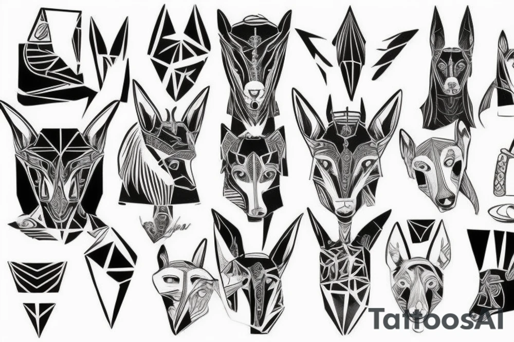 Anubis, geometric, tattoo idea
