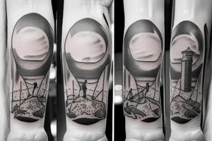 A man walks in sand glass tattoo idea