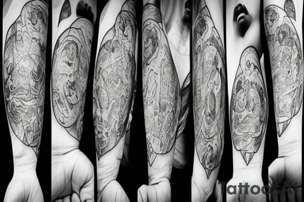 A man walks in sand glass tattoo idea