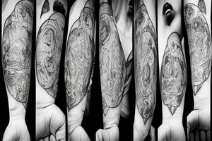 A man walks in sand glass tattoo idea