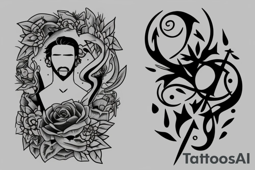 A man walks in sand glass tattoo idea