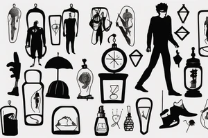 A man walks in sand glass tattoo idea
