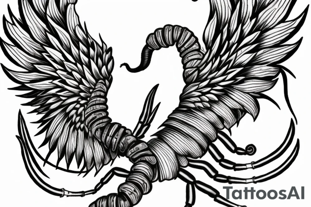 Scorpion wings angel tattoo idea