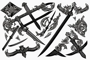 Abstract sword with lines tattoo idea