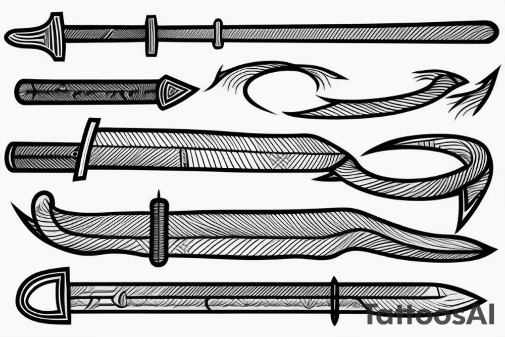 Abstract sword with lines tattoo idea
