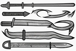 Abstract sword with lines tattoo idea