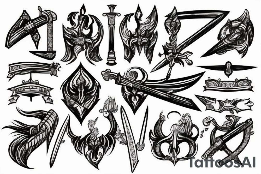 sword with lines tattoo idea
