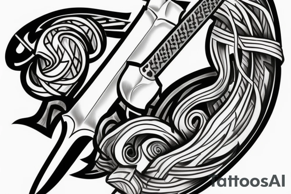 sword with lines tattoo idea
