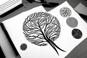 a tree with leaves and roots in a circle tattoo idea