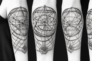 DNA filler realistic with the years 1958 1970 1995 1999 2002 in its composition with an atom design around it tattoo idea