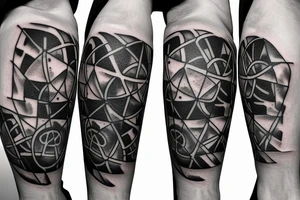 DNA filler realistic with an atom design around it tattoo idea