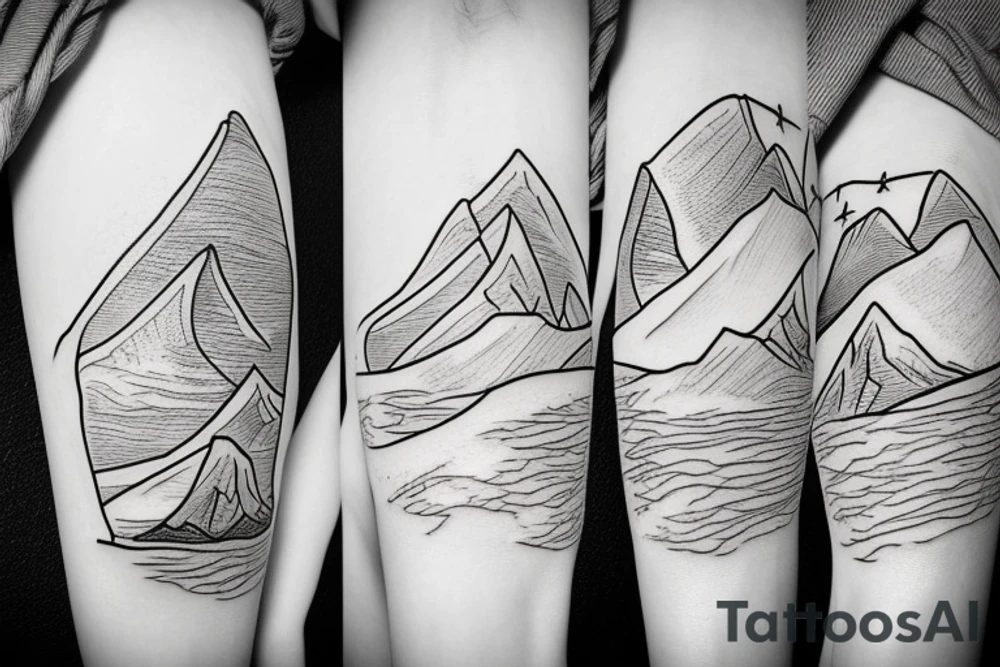 Mountains and ocean tattoo idea