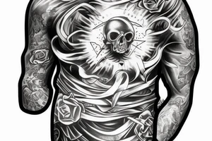 Gangster sleeve sinner saint tattoo idea