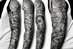 Gangster sleeve sinner saint tattoo idea