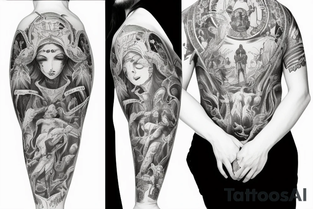 A sinner can be a saint sleeve tattoo idea
