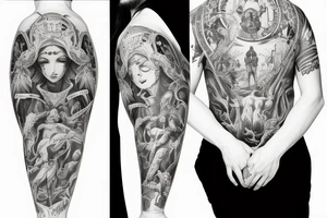 A sinner can be a saint sleeve tattoo idea