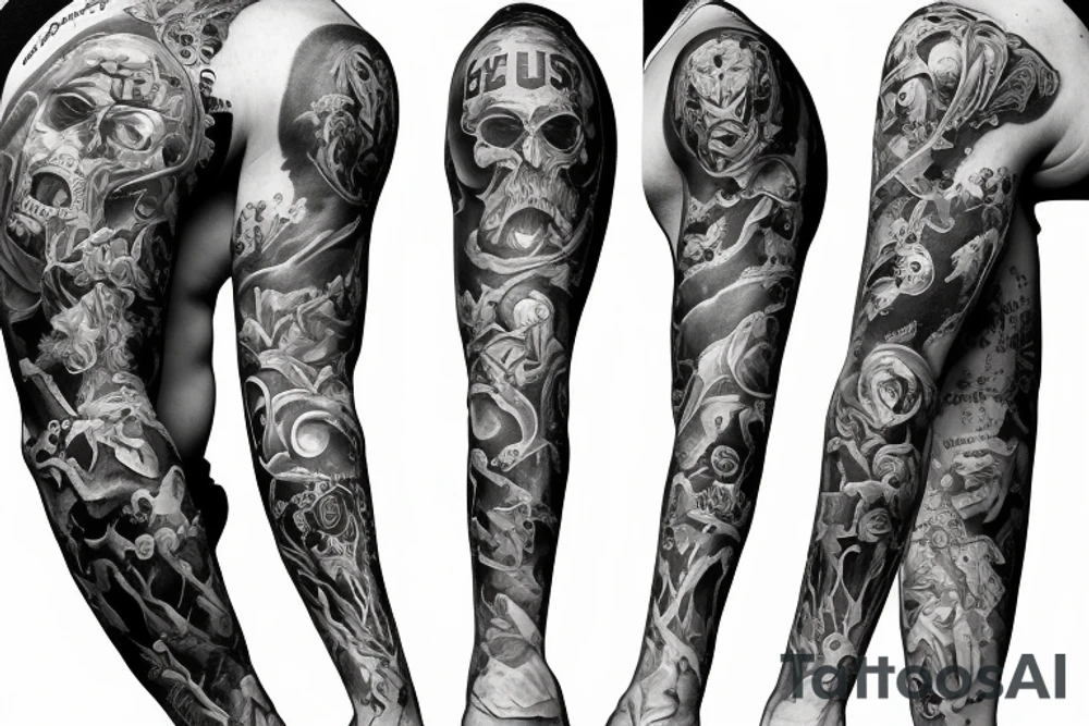 A sinner can be a saint sleeve tattoo idea