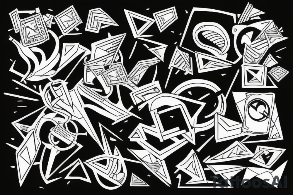 Adrenaline scheme with a man falling withcontrol from on side and from the other falling down tattoo idea