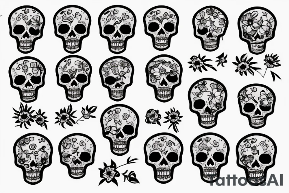 Skeleton in a suit with flowers tattoo idea