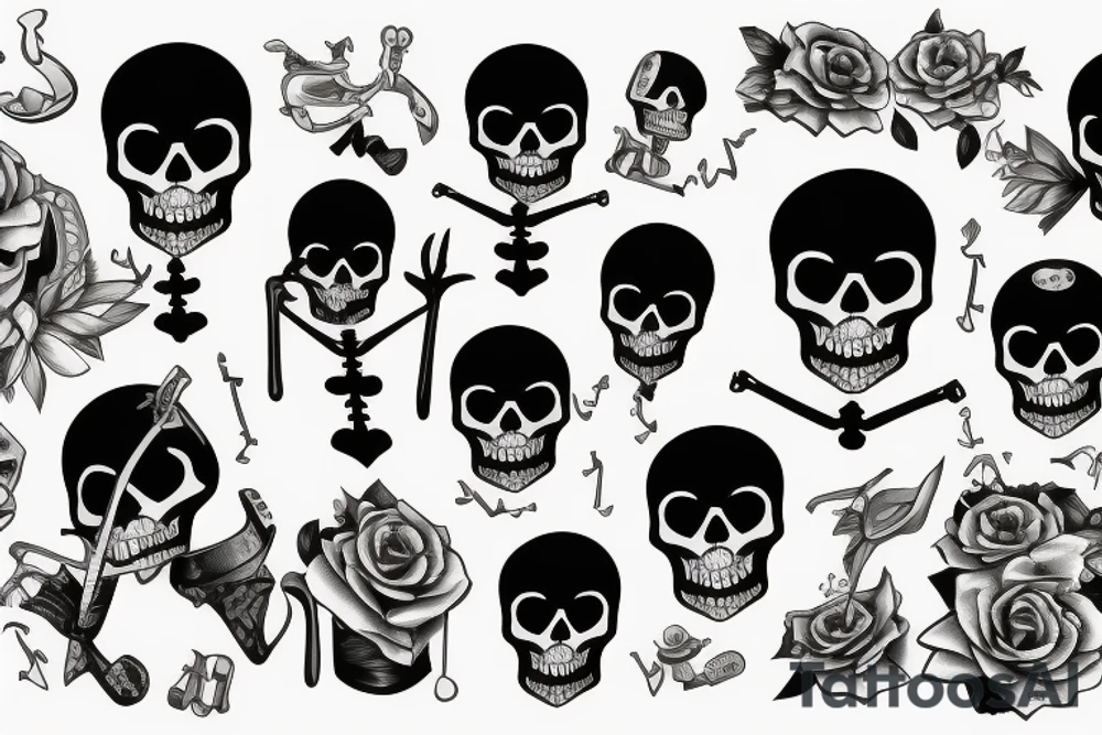 Skeleton in a suit tattoo idea