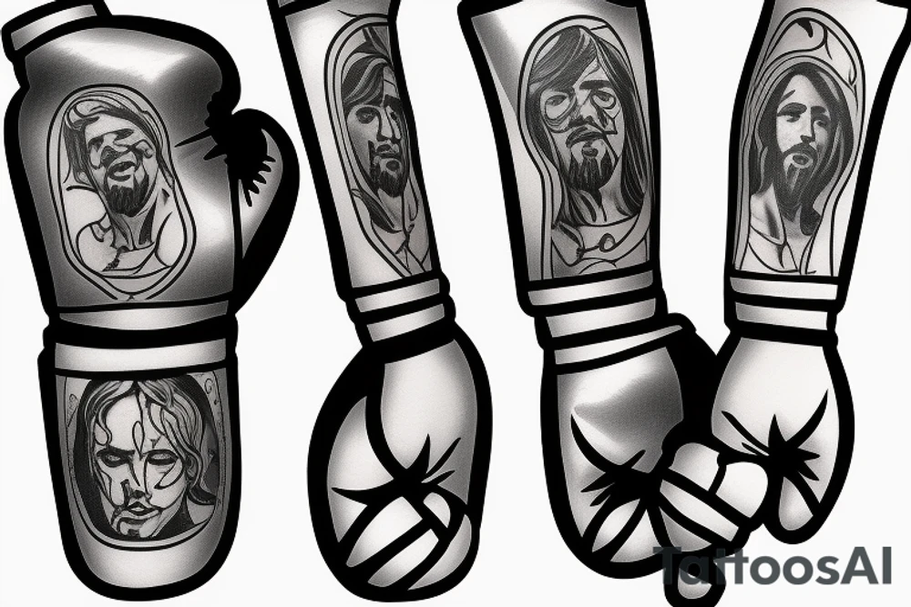 Jesus boxing gloves tattoo idea
