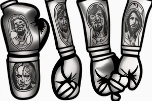 Jesus boxing gloves tattoo idea