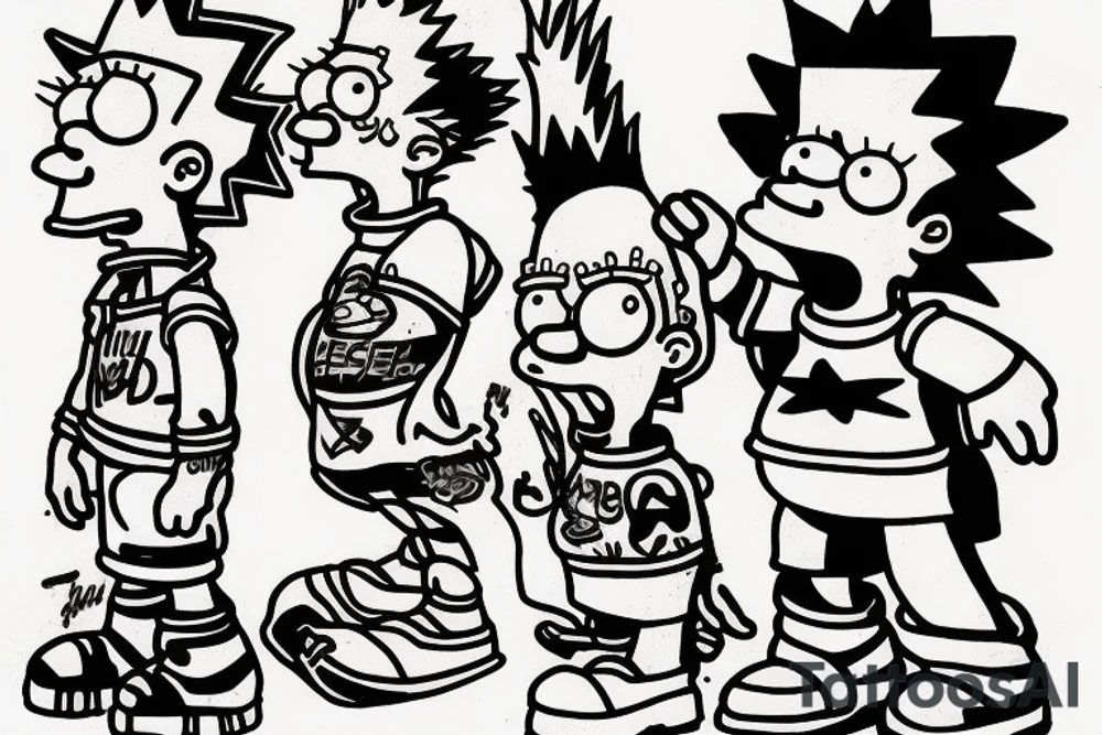 bart simpson, metal head tattoo idea