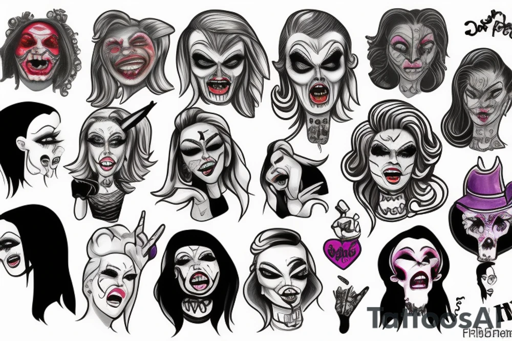 Horror drag queen tattoo idea