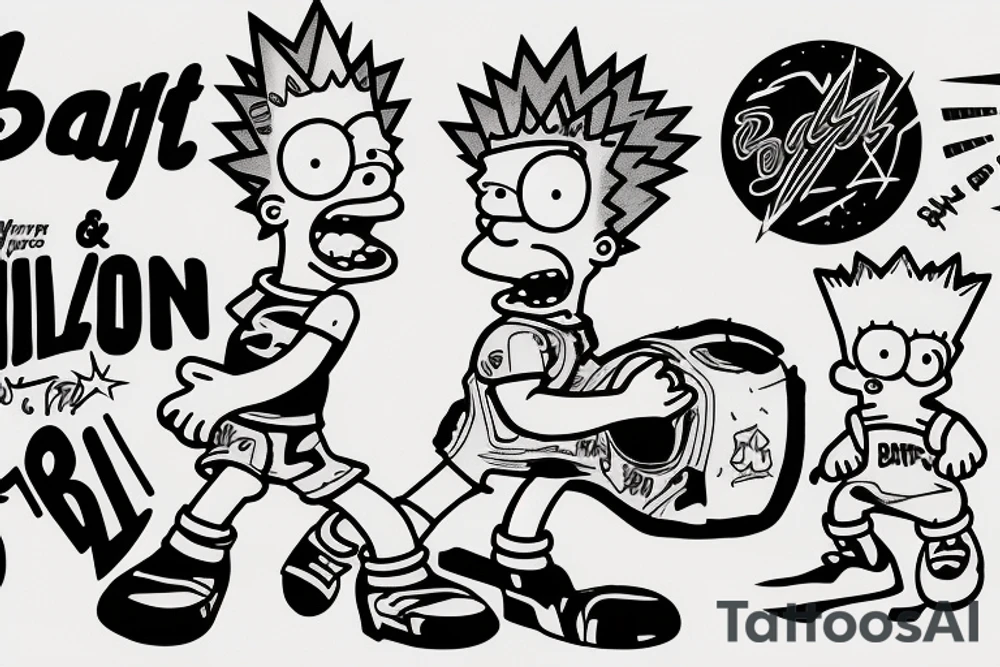 bart simpson, rock and roll, with a letter jacket tattoo idea bart simpson, rock and roll, with a letter jacket tattoo idea