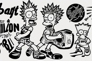 bart simpson, rock and roll, with a letter jacket tattoo idea