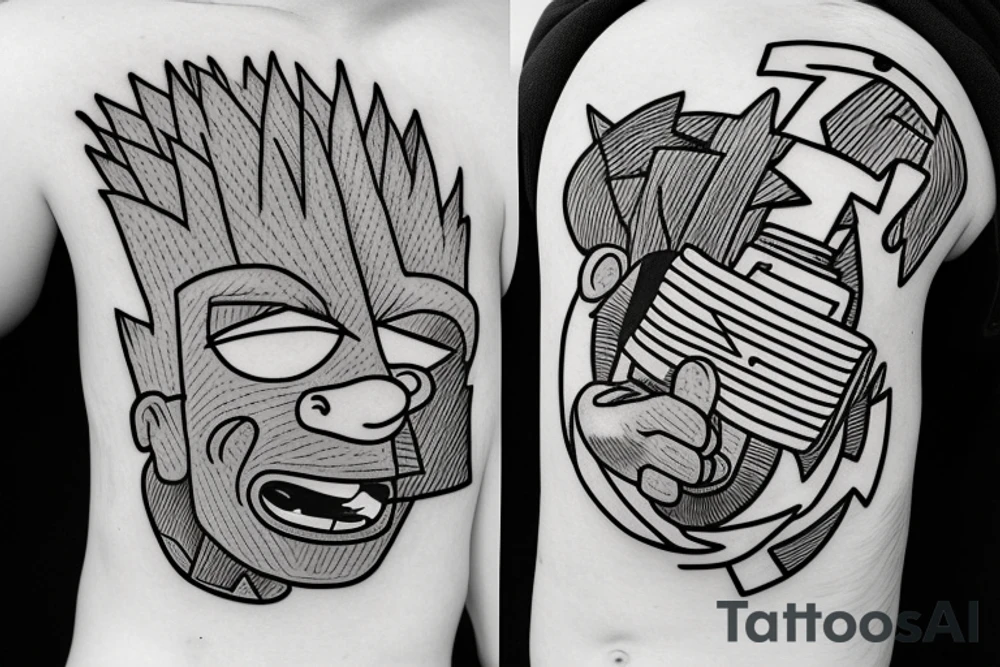 bart simpson, rock and roll, with a letter jacket tattoo idea bart simpson, rock and roll, with a letter jacket tattoo idea