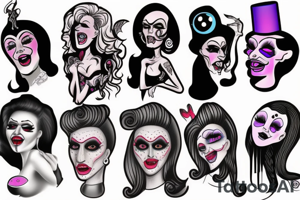 Horror drag queen tattoo idea